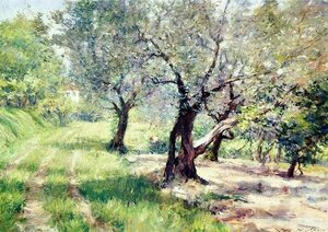Art hand Auction Reproduction oil painting Chase_olive grove MA631 Eurasian art, painting, oil painting, Nature, Landscape painting