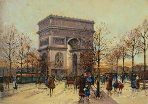 Art hand Auction Reproduktion Ölgemälde Galien_The Arc de Triomphe of Place de l'Etoile MA637 Eurasische Kunst, Malerei, Ölgemälde, Natur, Landschaftsmalerei