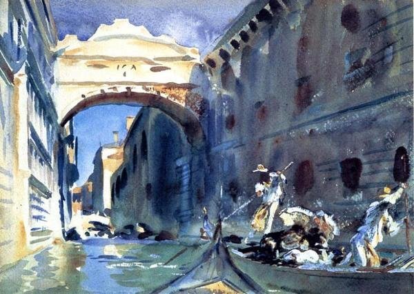 Reproduktion Ölgemälde Sargent_Bridge of Venice MA959 Eurasische Kunst, Malerei, Ölgemälde, Natur, Landschaftsmalerei