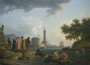 Art hand Auction Reproducción pintura al óleo Vernet_Coast MA3057 Arte Euroasiático, cuadro, pintura al óleo, Naturaleza, Pintura de paisaje