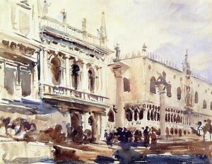 Art hand Auction Reproduktion Ölgemälde Sargent_On the Canals of Venice MA963 Eurasische Kunst, Malerei, Ölgemälde, Natur, Landschaftsmalerei