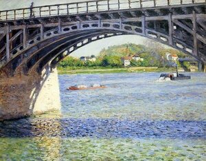 Art hand Auction Reproduktion Ölgemälde Gustave_Argenteuil Brücke über die Seine MA626 Eurasische Kunst, Malerei, Ölgemälde, Natur, Landschaftsmalerei