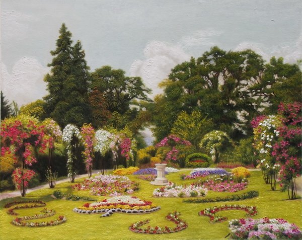 Reproducción de pintura al óleo Marks George_Rose Garden MA747 Arte euroasiático, cuadro, pintura al óleo, Naturaleza, Pintura de paisaje