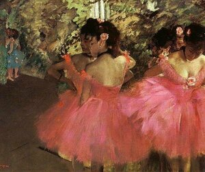 模写油絵　ドガ_ピンク衣装のダンサー　MA1089　ユーラシアアート