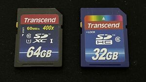 ★64GB＋32GB 2枚セット★Transcend トランセンド SDXCカード 64GB Class10 UHS-I対応 400×(60MB/s) / SDHCカード 32GB Class6