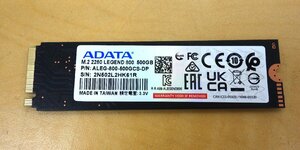 ADATA M.2 2280 NVME SSD 500GB ALEG-800-500GCS-DP フォーマット済 完動品