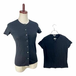  new goods BURBERRY Burberry lady's black setup ensemble short sleeves cardigan tops 
