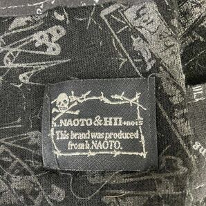h.NAOTO エイチナオト ブラック 総柄 マフラー ストール スカーフ アクセサリーの画像3