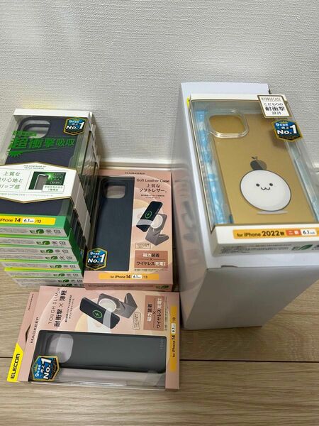 ELECOM iPhone14 iPhone13 ケース　 ハードケース シリコン　オープン　レザー　クリア　新品