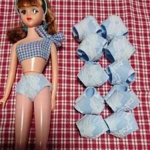 ハンドメイド　ジェニーちゃん人形　パンツ　10枚セット 青×レース　人形　下着　手作り