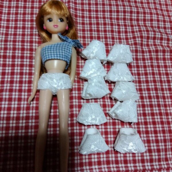 ハンドメイド　リカちゃん　パンツ　10枚セット 白×レース　人形　下着　キャッスル　ドール　手作り　ドール　りかちゃん