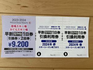 2023-2024 苗場、かぐら　スキー場リフト1日券　引換券　× 2