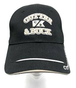 [ used beautiful goods ]CUTTER & BUCK cutter and back Golf cap hat embroidery black free size ( tube 14301)