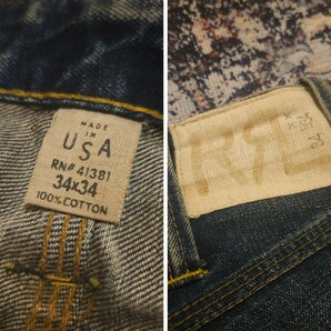 【名作】 RRL Baltimore Jeans 2nd 【34×34】 ボルチモア ジーンズ デニム ジョニー・デップ 米国製 肉厚 ヴィンテージ Ralph Laurenの画像3