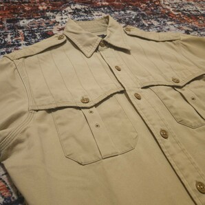 【激渋】 RRL Chino Twill Military Shirts 【M】 チノツイル ミリタリー シャツ 肉厚 エポレット 米軍 ストックナンバー入り Ralph Laurenの画像2