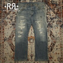 【USA製】 RRL Wyoming Wash Repaired Jeans 【31】 ワイオミング ウォッシュ リペアード ジーンズ デニム レザー ペンキ Ralph Lauren_画像1