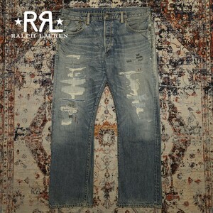 【USA製】 RRL Wyoming Wash Repaired Jeans 【31】 ワイオミング ウォッシュ リペアード ジーンズ デニム レザー ペンキ Ralph Lauren