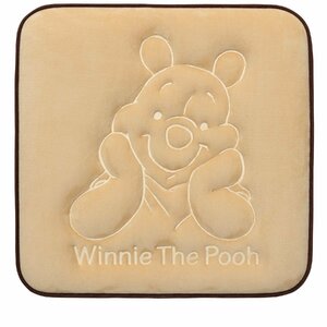 クッション シート シングル Winnie The Pooh くまのプーさん プレス 1枚 約45x45cm ベロア 手触り ベージュ 5212-02BE