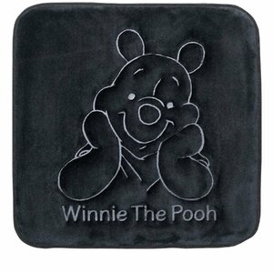 クッション シート シングル Winnie The Pooh くまのプーさん プレス 1枚 約45x45cm ベロア 手触り ブラック 黒 5212-02BK