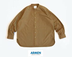 ARMEN（アーメン） 　ノーカラーシャツ / バンドカラ―シャツ size2　　　40'S POPLIN OVER DYED UTILITY BANDED COLLAR SHIRT