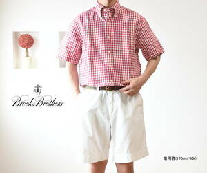 Brooks Brothers（ブルックス・ブラザーズ）麻リネン100%・ハーフスリーブチェックシャツ sizeS