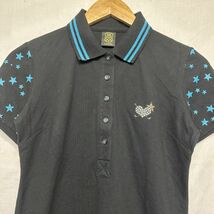 EDWIN エドウィン 星柄 ショート スリーブ 半袖 GOLF ゴルフ ウェア ポロ シャツ ワンピース L 黒 ブラック b19079_画像2