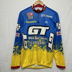 DE MARCHI デマルキ ロゴ プリント 長袖 ロングス リーブ サイクル ジャージ ウエア XL 青 ブルー メンズ ハーフ ジップ 自転車 b19174