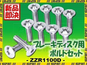 メール便OK！チタンボルト カワサキ ZZR1100D専用 ブレーキディスクボルト フロント用 10本セット M8×30 P1.25 シルバー