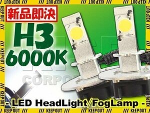 バイク用 H3 高輝度 LED ヘッドライト フォグランプ 6000K 6000ケルビン 2灯分 冷却ファン付き 高性能デジタルコントローラー 12V・24V用