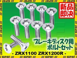 メール便OK！チタンボルト カワサキ ZRX1100 ZRX1200R専用 ブレーキディスクボルト フロント用 10本セット M8×30 P1.25 シルバー 軽量化