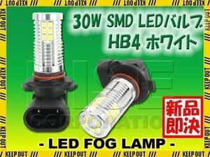 高輝度 30W LEDバルブ フォグランプ ヘッドライト ポジション HB4 ホワイト 白色 1000lm 30チップ 12V/24V車対応 無極性 2個