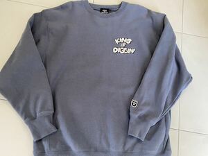  used sweat KING OF DIGGIN*×cleofus Bubble Logo Crewneck Stone Blue XXL muro