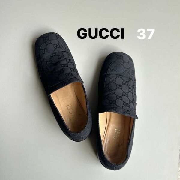 GUCCI グッチ　GGキャンバスローファー サイズ37 黒