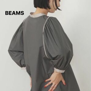 BEAMS HEART パイピング パフスリーブ ギャザー ブラウス