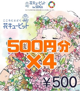 4枚 500円分　花とみどりのeギフト 花キューピット