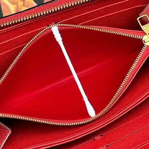 【確実正規品】極美品！Louis Vuittonルイヴィトン モノグラム・アンプラント ジッピーウォレット長財布 ブラック×レッド系の画像9