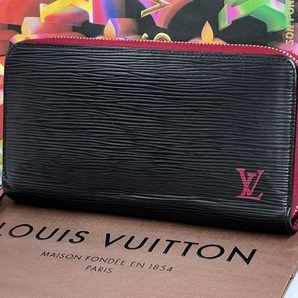 【確実正規品】Louis Vuittonルイヴィトン エピ ジッピーウォレット長財布 ブラック×ローズ系の画像1