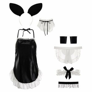  black free size enamel lustre PU high leg Leotard bunny girl clothes ero sexy cosplay race queen fancy dress Event 