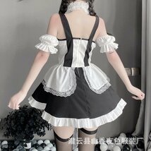 黒 フリーサイズ 【点セット】超萌え可愛い~！メイド服★カチューシャ★コスプレ★コスチューム 仮装 エロ下着_画像3