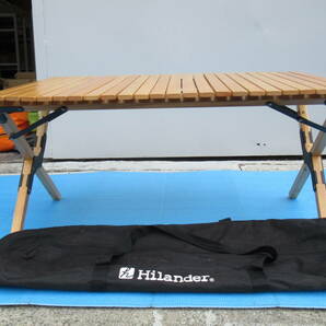 Hilander ハイランダー ロール ウッド テーブル 収納袋 付 高さ 約43cm アウトドア BBQ キャンプ 管理6CH0422Gの画像1