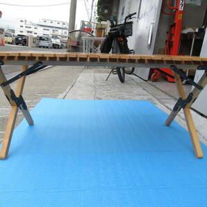 Hilander ハイランダー ロール ウッド テーブル 収納袋 付 高さ 約43cm アウトドア BBQ キャンプ 管理6CH0422Gの画像3