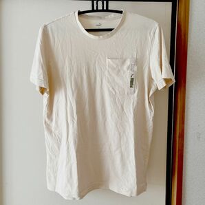 PUMA プーマ　メンズMサイズTシャツ　フロントポケット　サイドスリット　ベージュカラー　美品