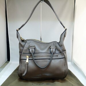 USED良品・保管品 LANCEL ランセル 2wayバッグ オールレザー グレー系 ゴールド金具 ハンドバッグ ショルダーバッグ 保存袋付