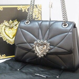 USED美品 DOLCE&GABBANA ドルチェ＆ガッバーナ DEVOTION ディヴォーション チェーンショルダーバッグ ミディアム ブラック レザー 現状品