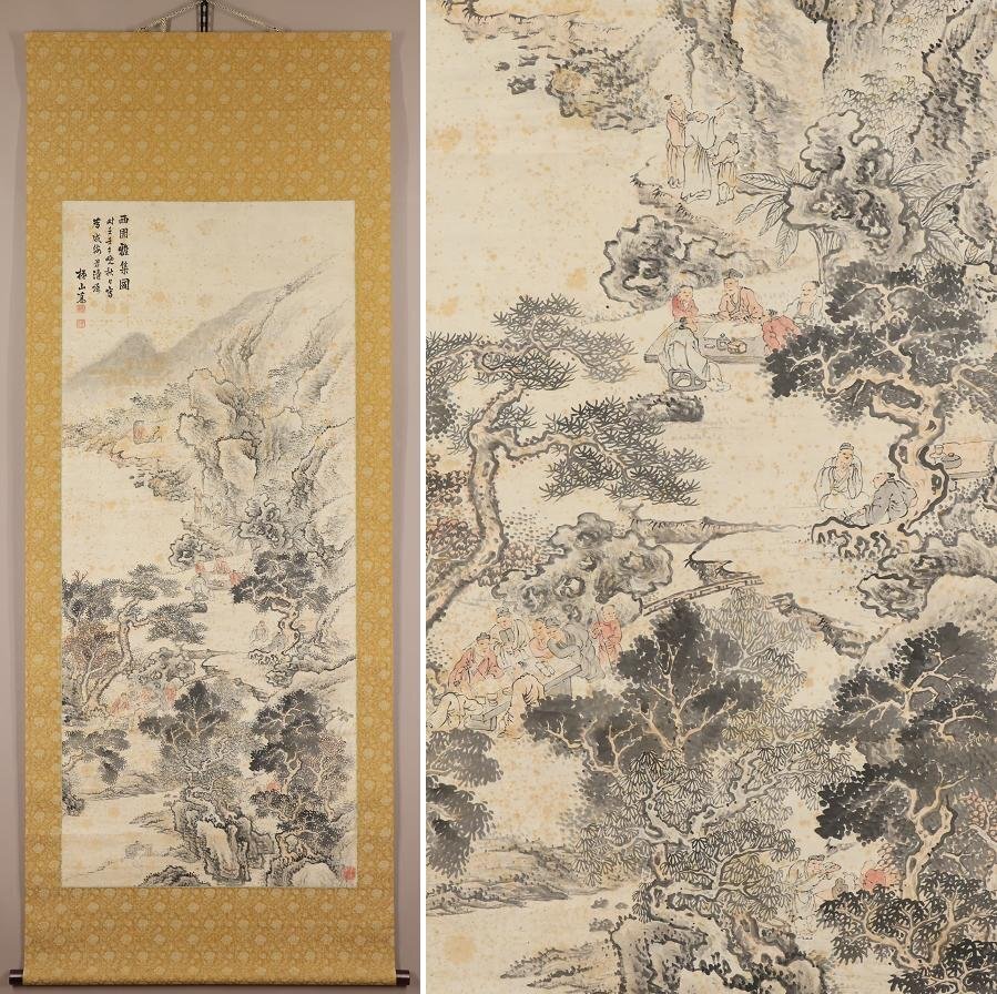 [Desconocido] ◆ Kazantaka ◆ China ◆ Paisajes ◆ Dibujos de Nishizono Mashuu ◆ Escritura a mano ◆ Tapa blanda ◆ Pergamino colgante ◆ t633, cuadro, pintura japonesa, paisaje, Fugetsu