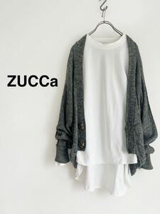 [2 point and more free shipping ]ZUCCa Zucca lady's cardigan M size gray 