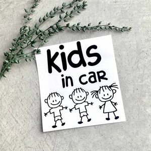 M-034 キッズインカー ステッカー　手書きイラスト Kids in car ベビーインカー　子供　Kids in car 