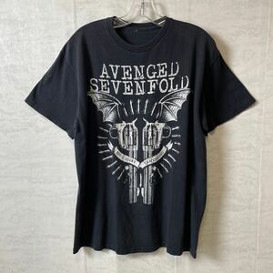 半袖プリントTシャツ アベンジドセブンフォールド　サイズL 黒　ブラック　メンズ　古着　バンド　ミュージック