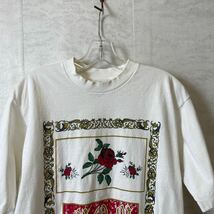 半袖 Tシャツ ビンテージ　90S シングルステッチ　花柄ボタニカルバラ　白ホワイト　メンズ　古着_画像2