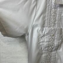 キューバシャツ 半袖 シャツ 白ホワイト　サイズM 4ポケットシャツ　民族衣装　メンズ　古着　3033_画像5